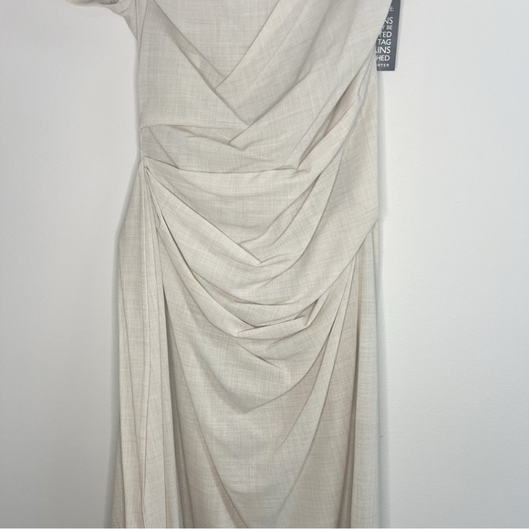 Talbot Runhof Cream draped wool-blend voile midi Dress Size 10 US / 40 D - Picture 3 of 11